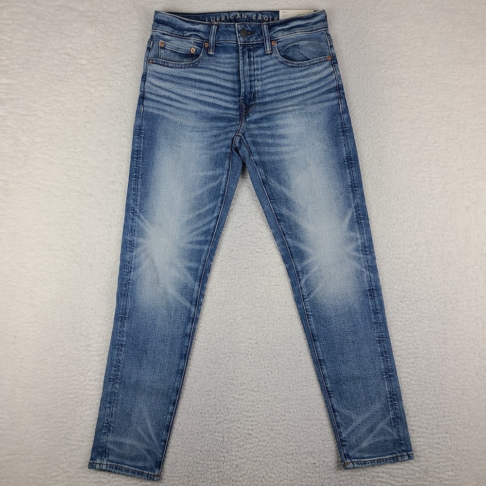 American Eagle Jeans Mens 29x30 Blue Airflex + Athletic Skinny Light Wash NEW‎